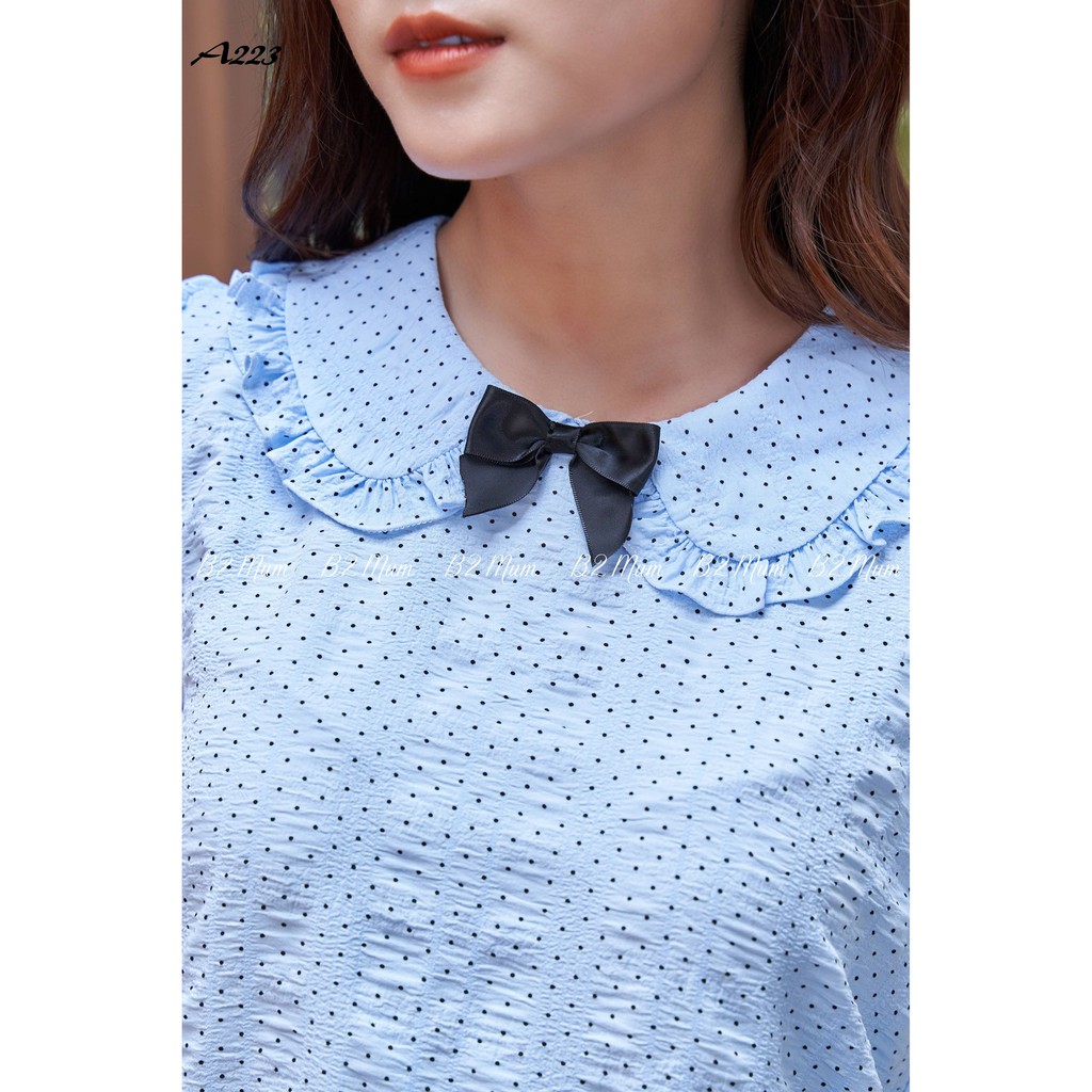 A223 Áo đũi chấm bi cổ bèo