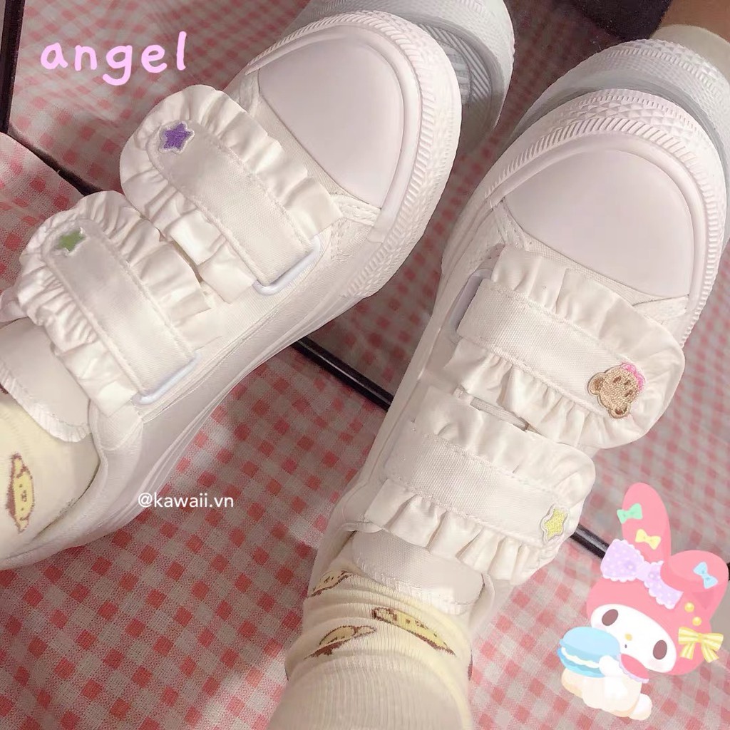 [Có sẵn] GIÀY MOMO SHOES - GIÀY CANVAS QUAI DÁN DỄ THƯƠNG (có tặng kèm patch cute) (Ảnh thật shop tự thực hiện.)