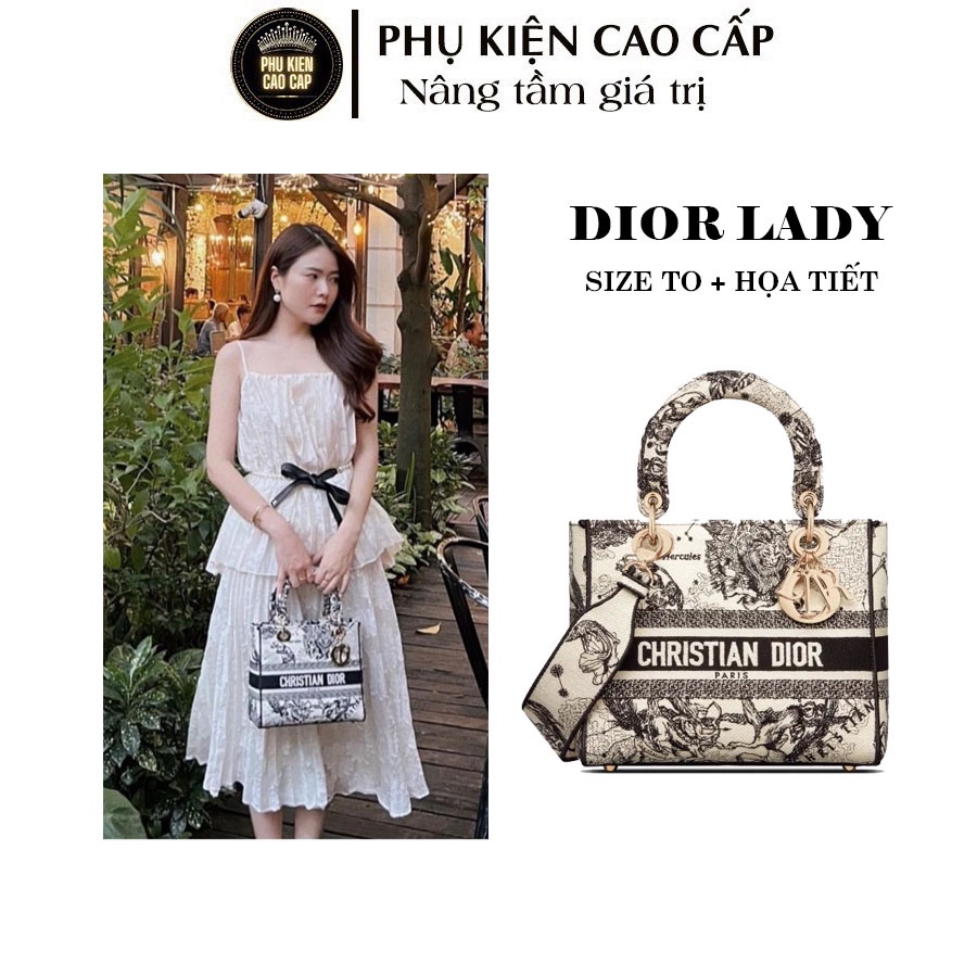 Túi quai xách sang chảnh hàng hiệu - 𝘿𝙄𝙊𝙍 𝙇𝘼𝘿𝙔 - size 24 họa tiết độc lạ