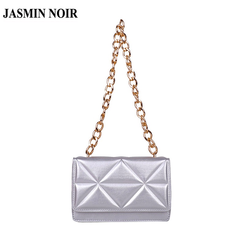 JASMIN NOIR Túi Đeo Chéo Họa Tiết Kẻ Sọc Phối Dây Xích Chần Bông Cho