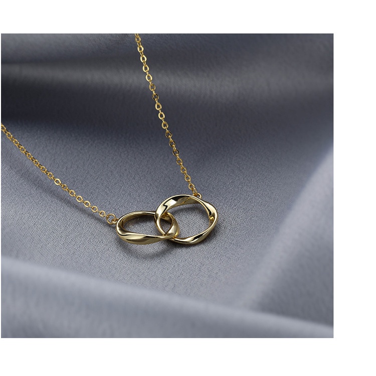 Dây chuyền mặt hình hai chiếc nhẫn lồng vào nhau phong cách thời trang Harajuku kiểu dáng đơn giản