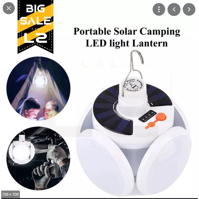 Bóng đèn tích điện năng lượng mặt trời hình trái banh 4 cánh có sạc