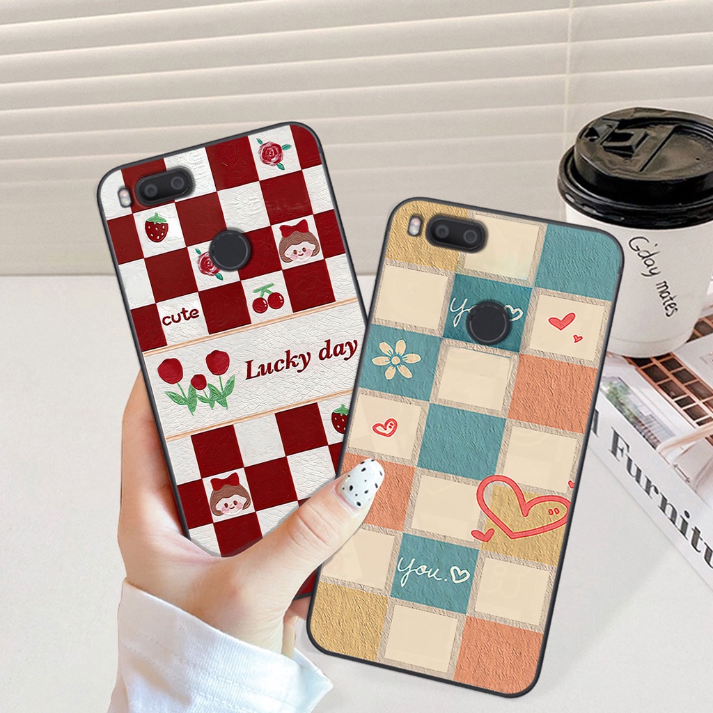 Ốp Xiaomi Mi A1 caro trái tim cá tính, thời trang siêu đẹp, siêu phong cách