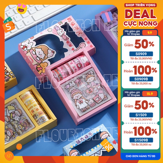 Bộ washi kèm sticker trong suốt/trong nhám - 10 washi kèm 10 sticker