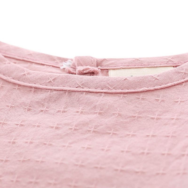 Áo cotton dài tay dáng xòe giả đầm dễ thương cho bé gái