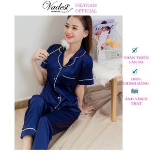 Bộ đồ ngủ mặc nhà nữ pijama vadesi lụa cao cấp quần dài tay ngắn mặc nhà màu trơn basic sang mềm mượt co giãn nhẹ