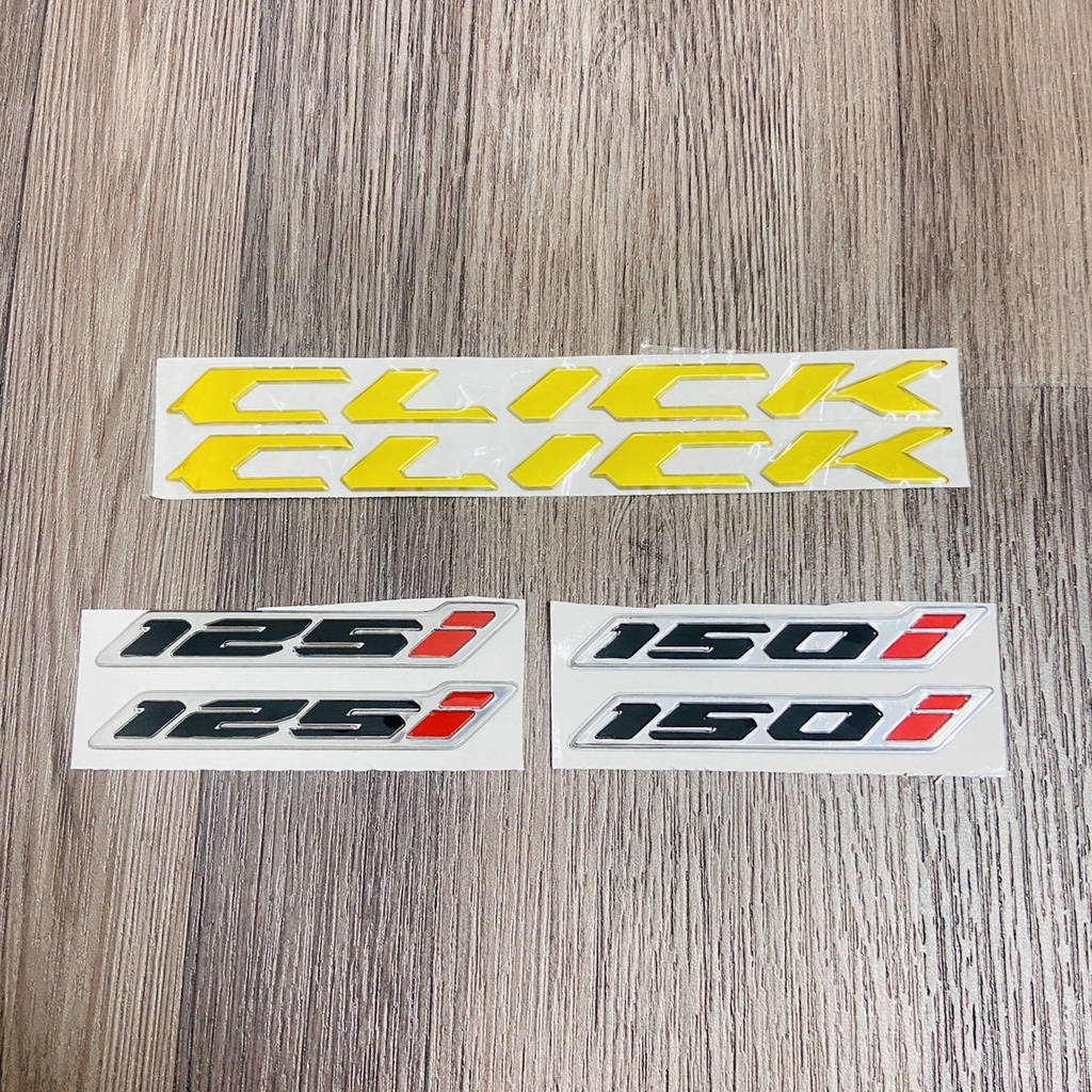 (MÀU VÀNG) COMBO TEM CHỮ CLICK VÀ SỐ 125i, 150i HÀNG BAO ĐẸP