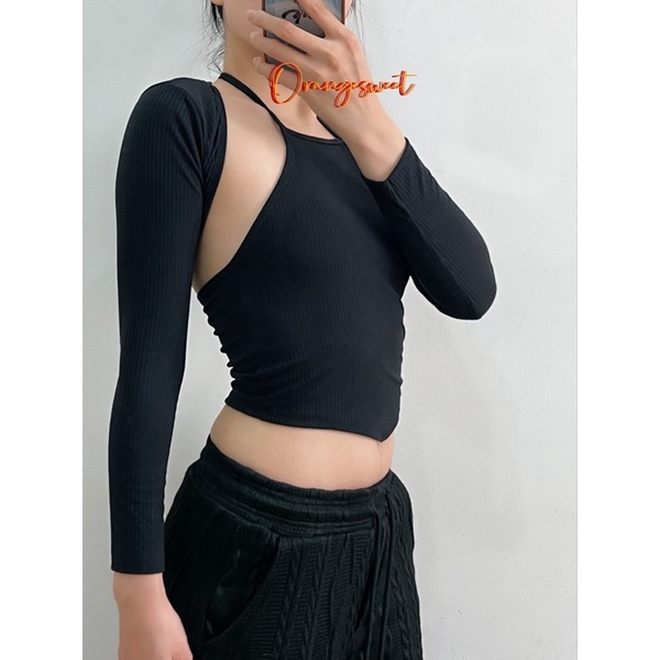 Set Áo Croptop 2 Món Cực Cá Tính Dày Dặn