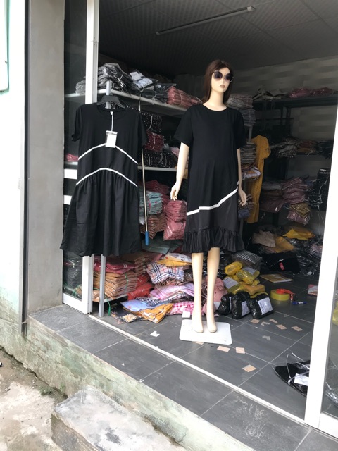 Váy bầu coton phối siêu sang , xin