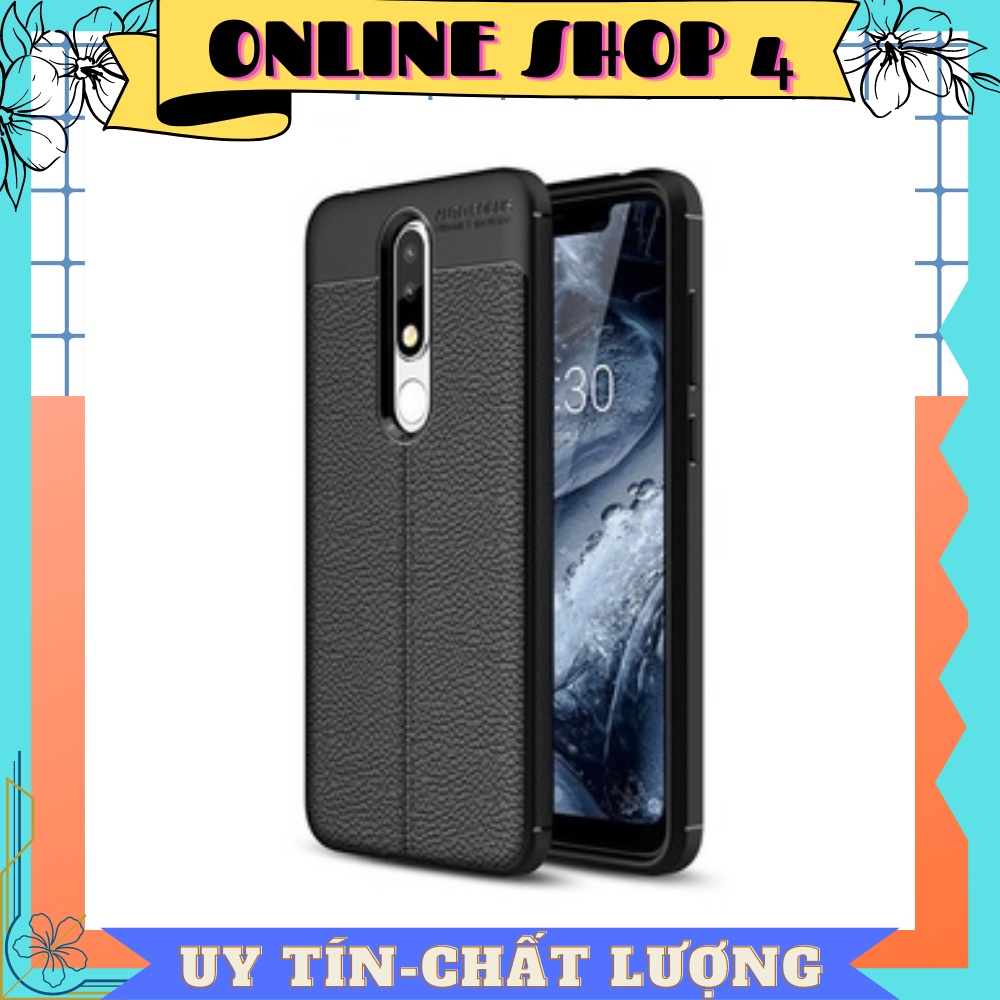 Ốp lưng Nokia X5/ Nokia 5.1 Plus dẻo vân da Auto Focus cao cấp ( Đen )