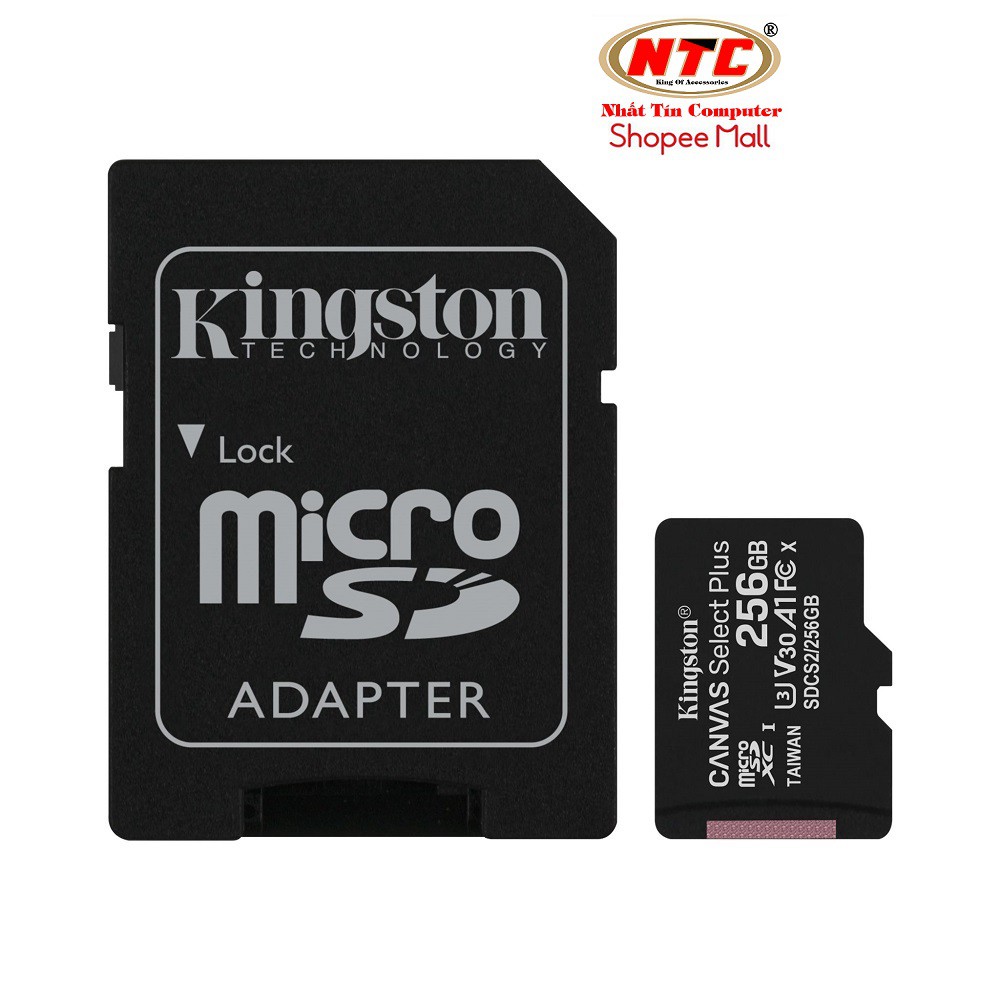 Thẻ nhớ microSDXC Kingston Canvas Select Plus 256GB U3 V30 A1 R100MB/s W85MB/s - Kèm Adapter (Đen)