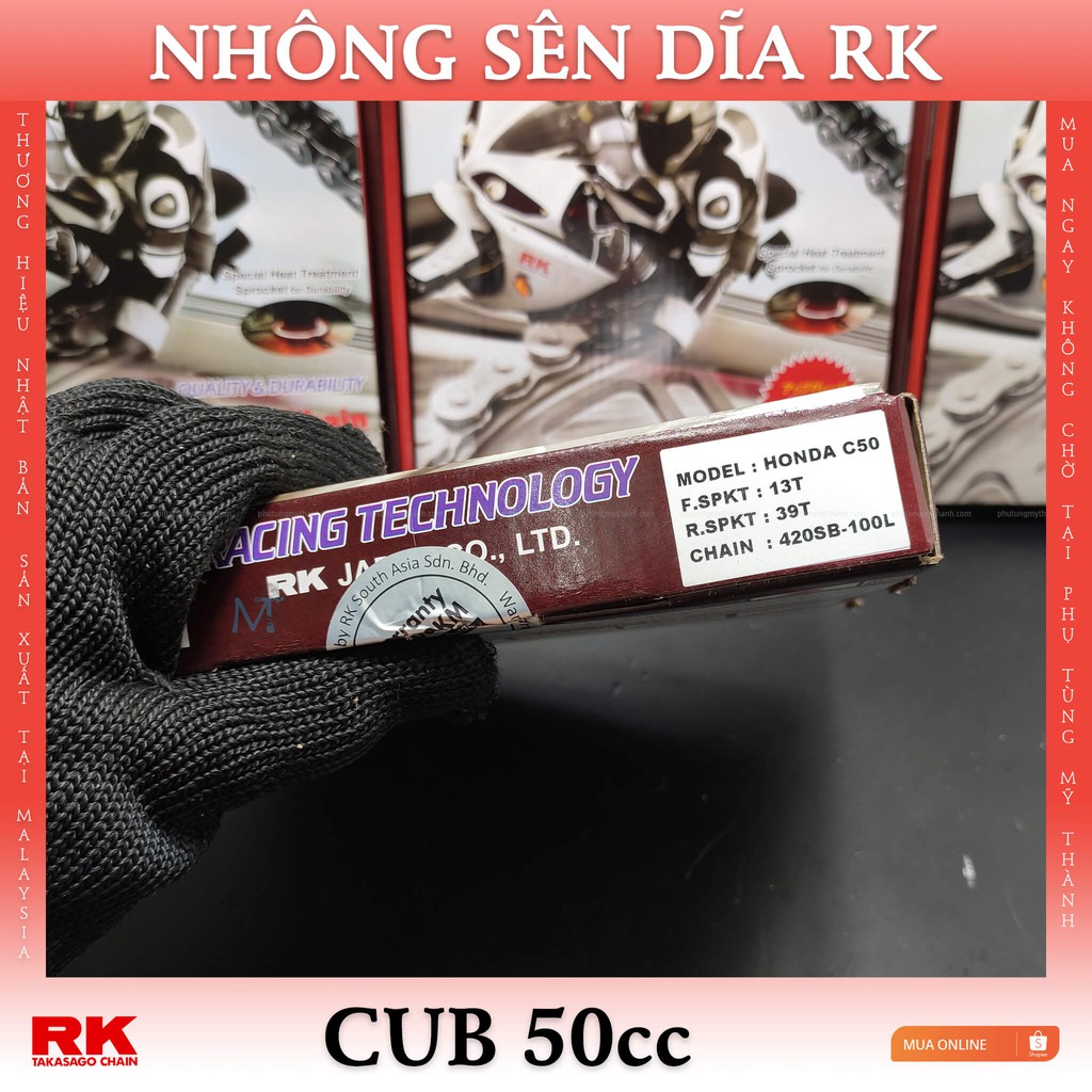 Nhông sên dĩa RK xe cub 50cc thương hiệu Nhật Bản
