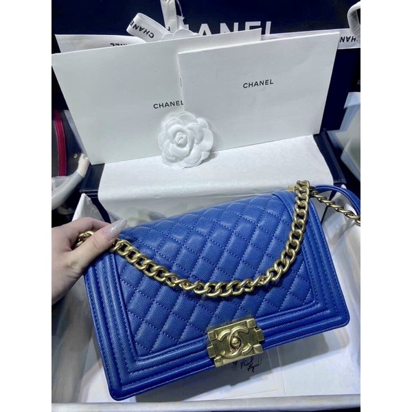 ♥️Túi Cha. nel Boy khoá vàng da size 25cm SPVIP,9 màu-2711