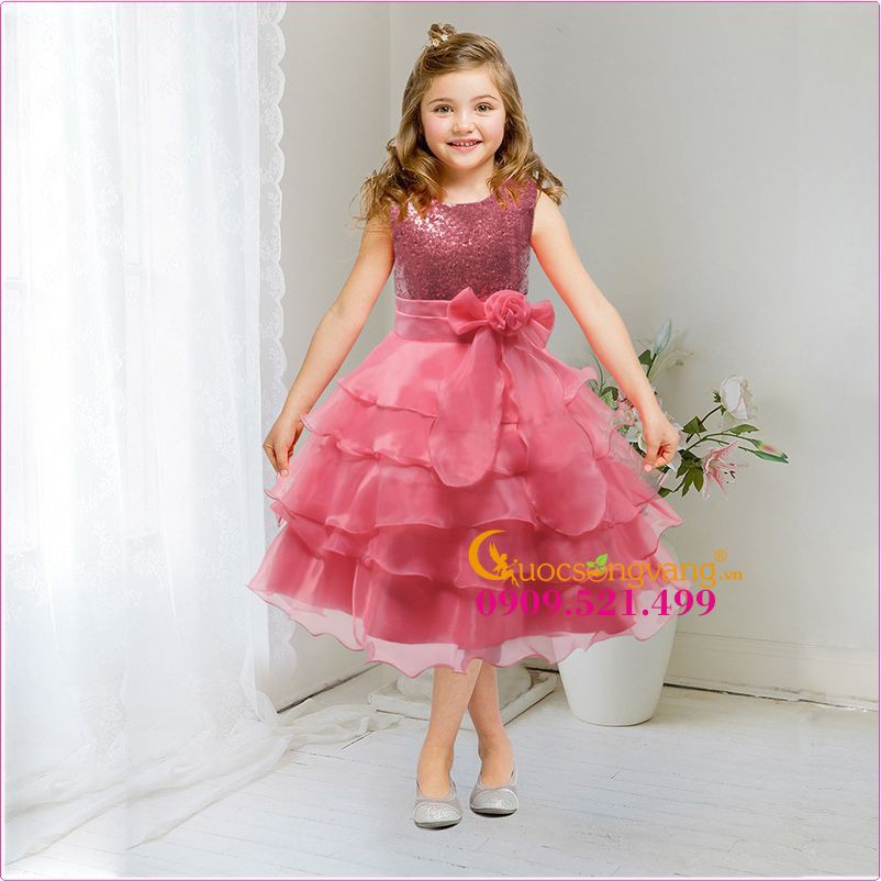 Váy đầm bé gái váy đầm công chúa xếp lớp GLV031 Cuocsongvang