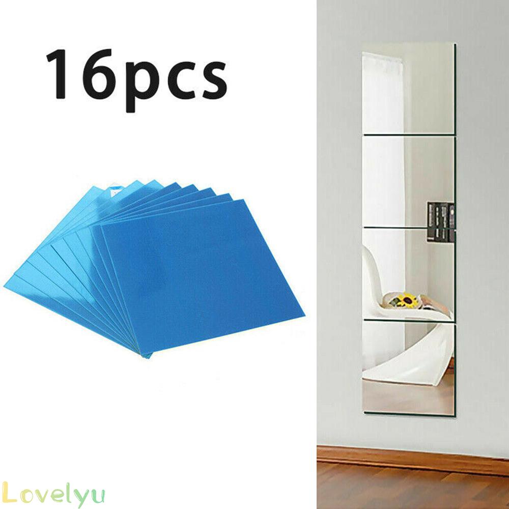 16 Miếng Gương Dán Tường Hình Vuông 15cm