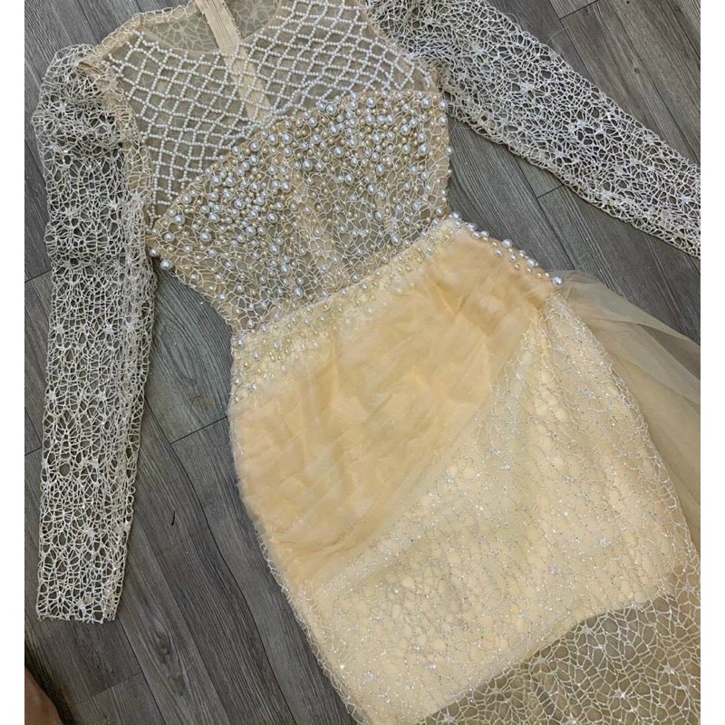 ĐẦM BODY REN LƯỚI LỖ KIM TUYẾN KẾT NGỌC