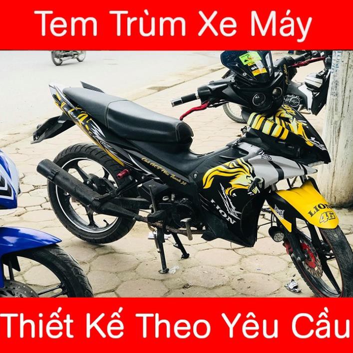 Tem Trùm Xe Exciter 135 Tem Ex135 Lion Sư Tử Vàng Đen Nhám