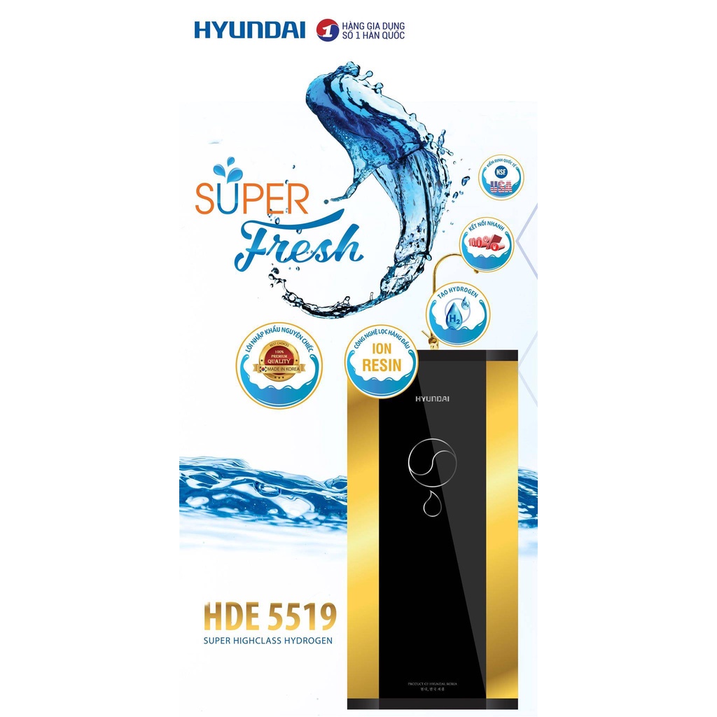 Bình lọc nước, Máy lọc nước Hyundai HDE 5519 Công nghệ Hàn Quốc, bảo hành 12 tháng lỗi đổi mới trong 7 ngày