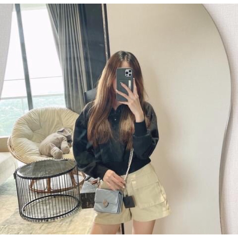 Túi lyn khoá tròn mini đeo chéo dây hạt ngọc