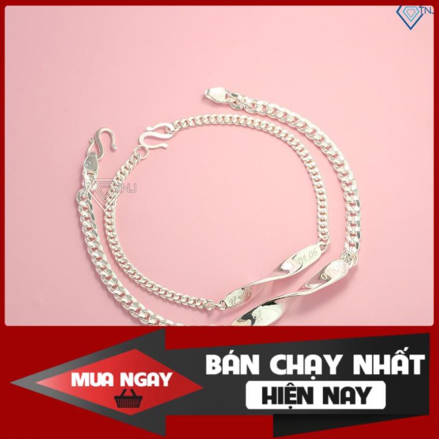 Vòng tay đôi nam nữ, vòng tay cặp vô cực khắc tên, lắc tay đôi bạc 925 LTD0011 - Trang Sức TNJ