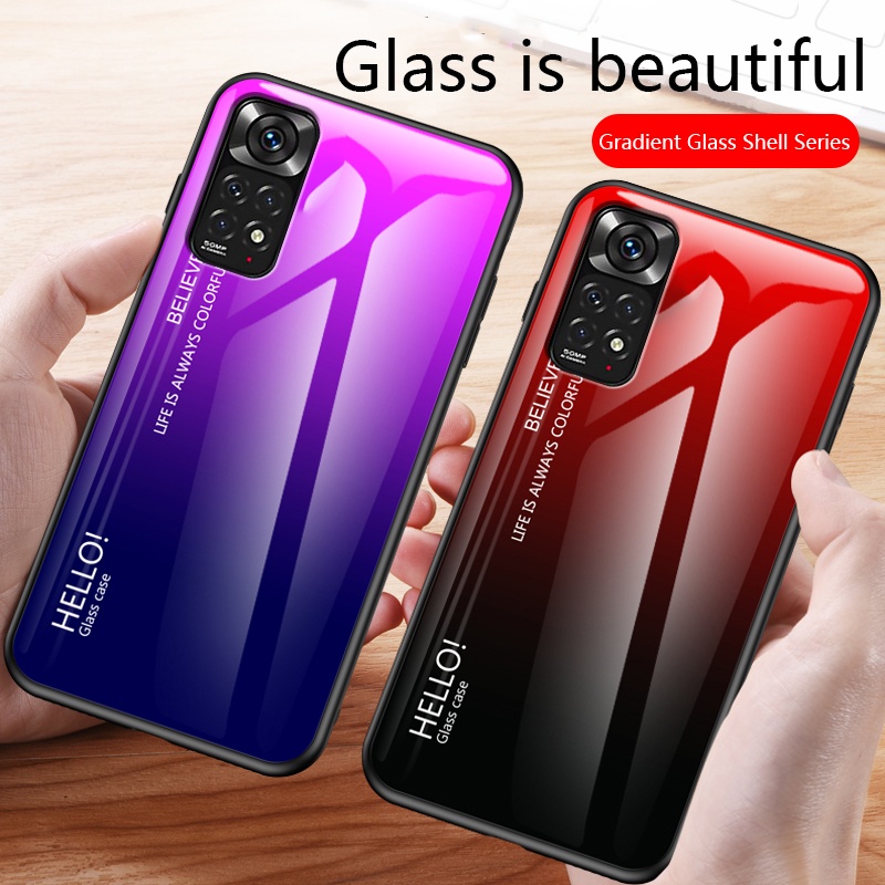 Ốp Điện Thoại Kính Cường Lực Chống Sốc Màu Gradient Cho Redmi Note 11 11s