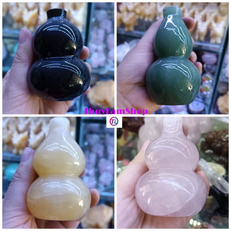 Bầu hồ lô đá phong thủy nhiều màu cầu sức khỏe, cầu may mắn