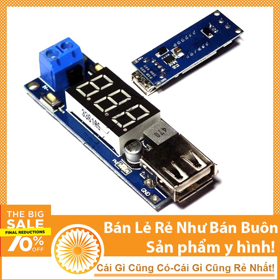 Mạch hạ áp Buck  hạ áp 4.55-15V Xuống 5V 2A Cổng USB Sạc Điện Thoại