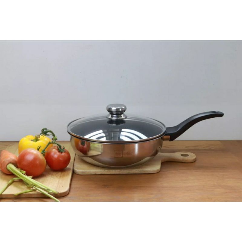 Chảo chống dính SÂU LÒNG FIVESTAR 26 cm kèm nắp kiếng ( HÀNG CHÍNH HÃNG BẢO HANH .1 NĂM)