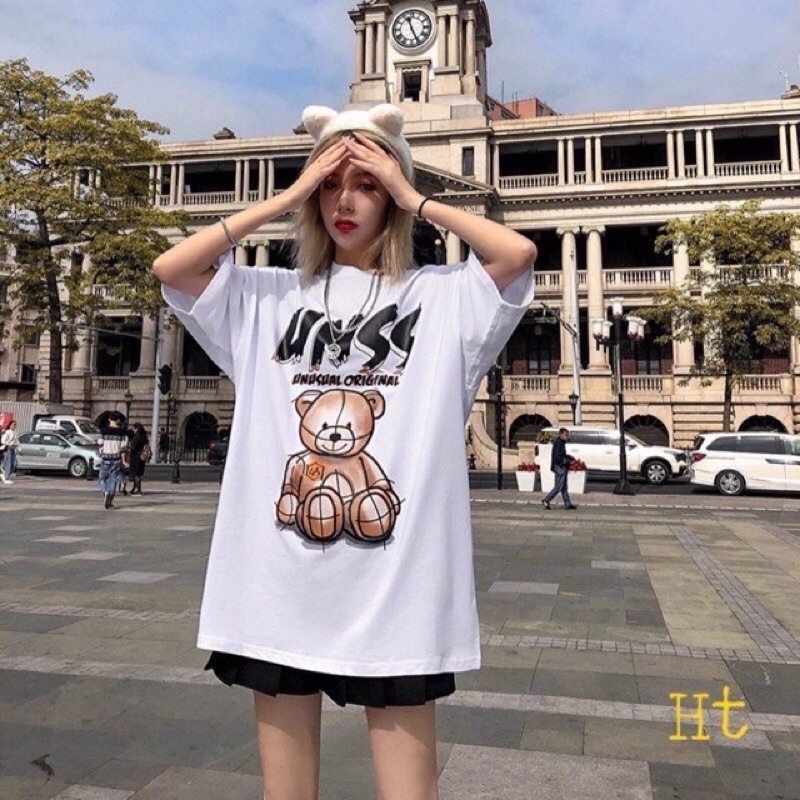 Áo Thun Nam Nữ Cổ Tròn  Unisex Form Rộng Streetwear Gấu B R☘Phông Basic Cotton Oversize Giá Rẻ