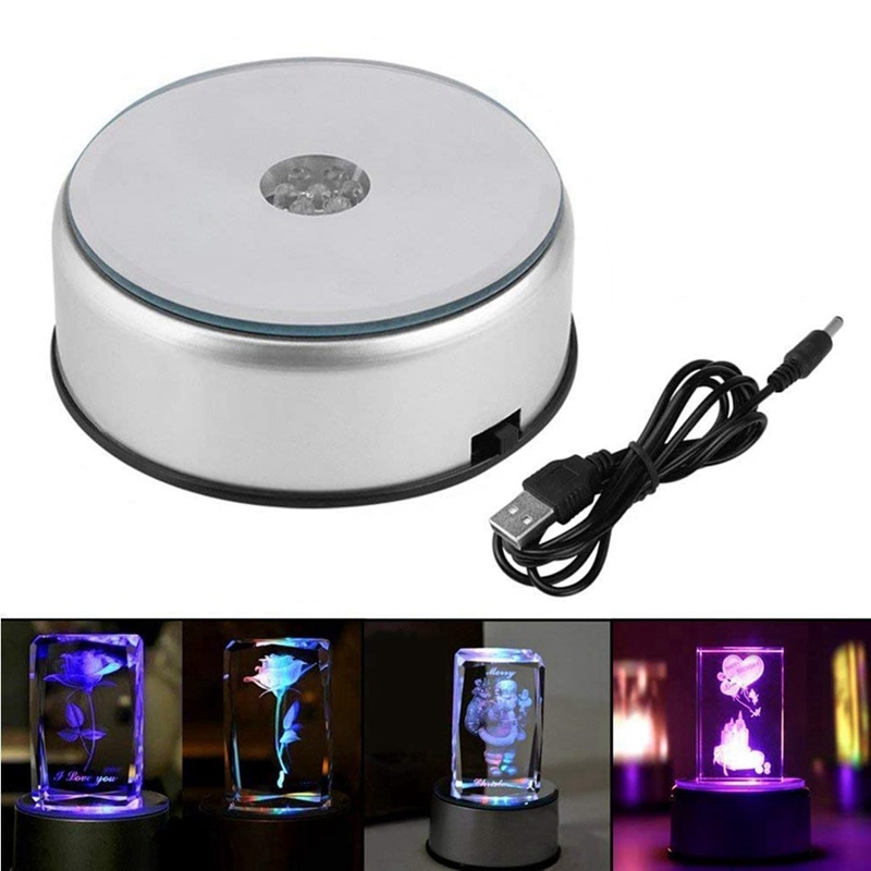 Đế Xoay Trưng Bày Pha Lê / Thủy Tinh / Nghệ Thuật Có Dây Cáp USB