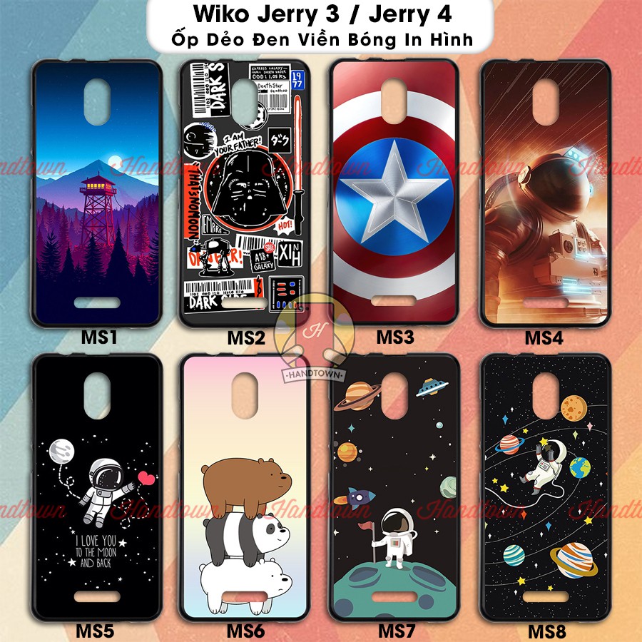 Ốp Lưng Wiko Jerry 3 / Jerry 4 Dẻo Đen Viền Bóng In Hình Nhiều Mẫu Phần A