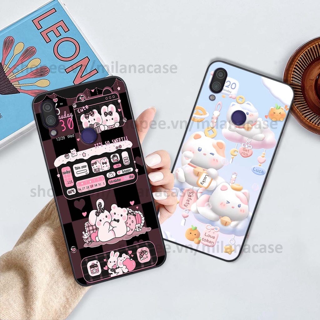 Ốp Xiaomi Redmi Note 7 hình đồng hồ icon gấu mèo cute cực dễ thương ngộ nghĩnh