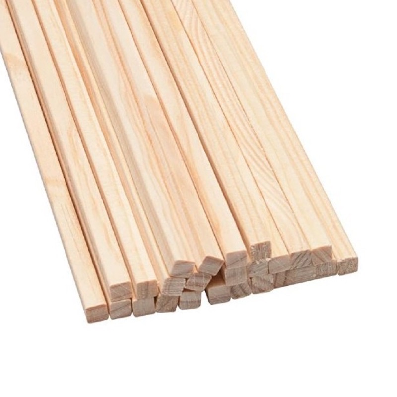 Bộ 10 thanh gỗ vuông cạnh 10mm dài 500mm làm mô hình kiến trúc, thủ công, đồ chơi, trang trí lồng chim