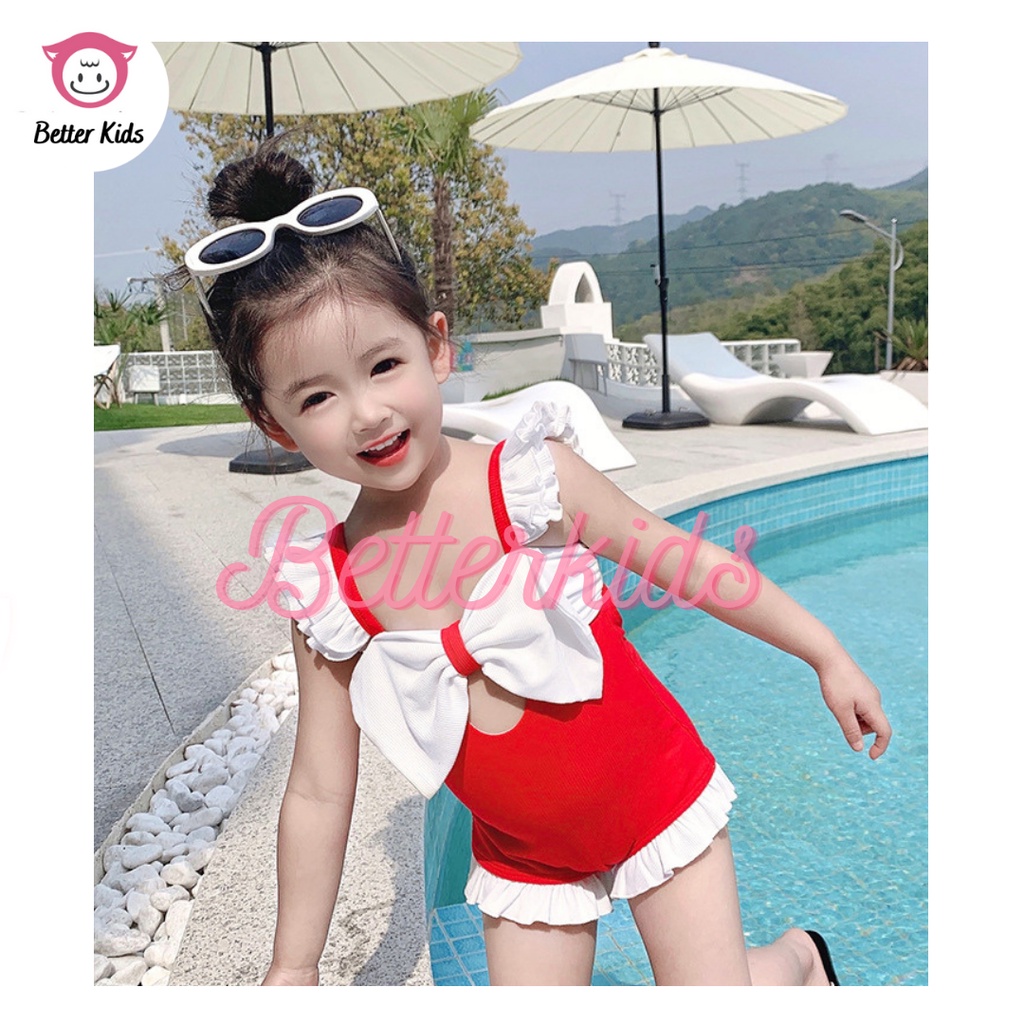 Đồ Bơi Bé Gái, Bikini Bé Gái Thời Trang Tặng Kèm Mũ, Chất Liệu Cao Cấp