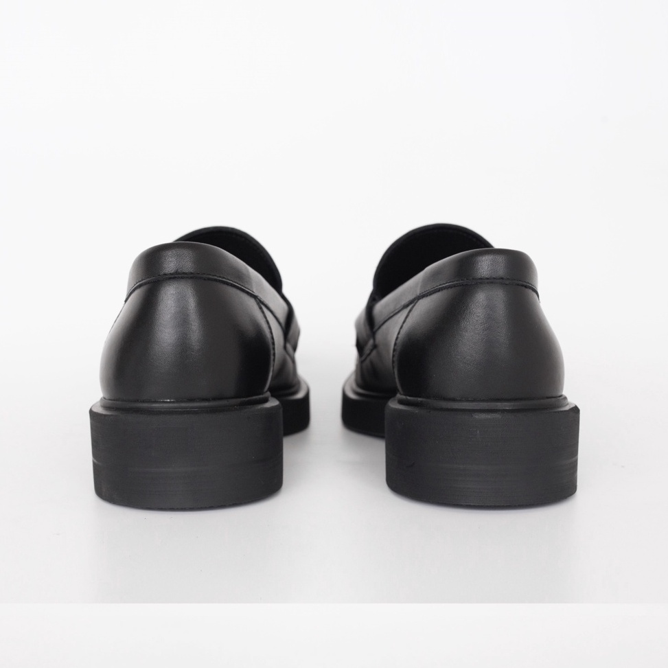 Giày Penny Loafer Black White Da Không Nhăn Kiểu Dáng Công Sở, Giày Viboots Sơn Tùng Tăng chiều Cao DS12