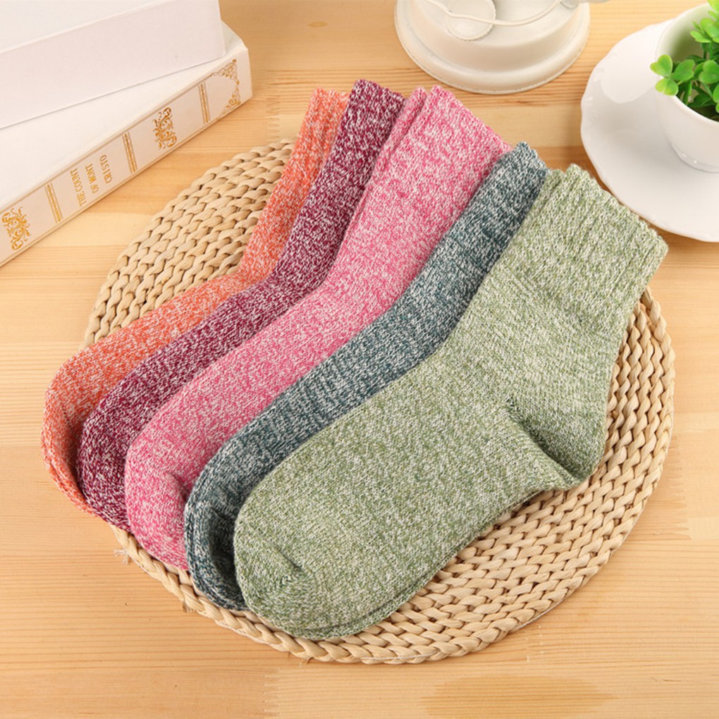 Tất cotton cổ cao vải màu thời trang cho nữ