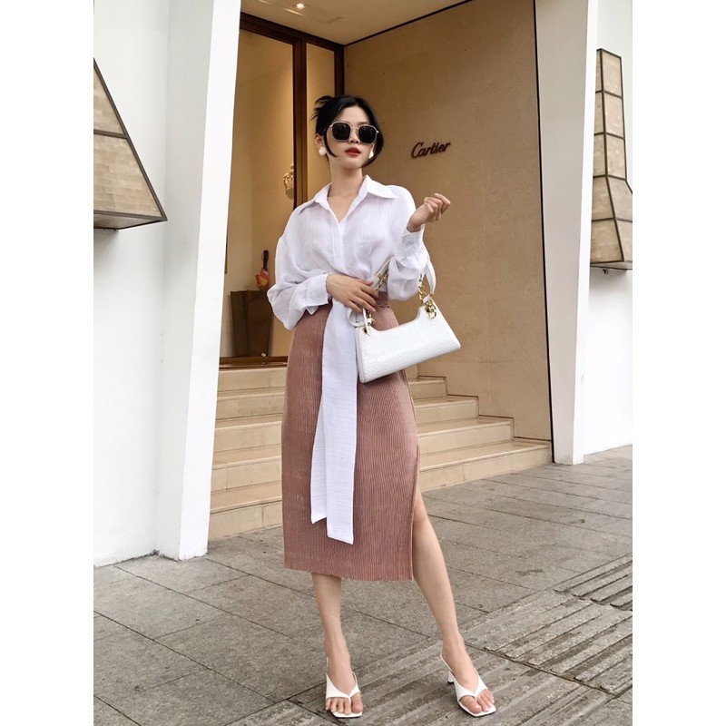 VELLE DESIGN áo sơ mi tơ ý rosa