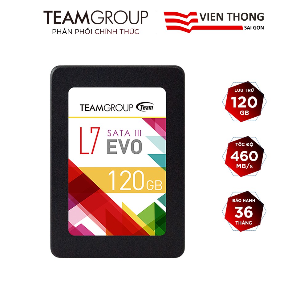 [Mã ELMALL10 giảm 10% đơn 500K] Ổ cứng SSD Team Group L7 EVO 120GB Sata III 2.5inch 7mm