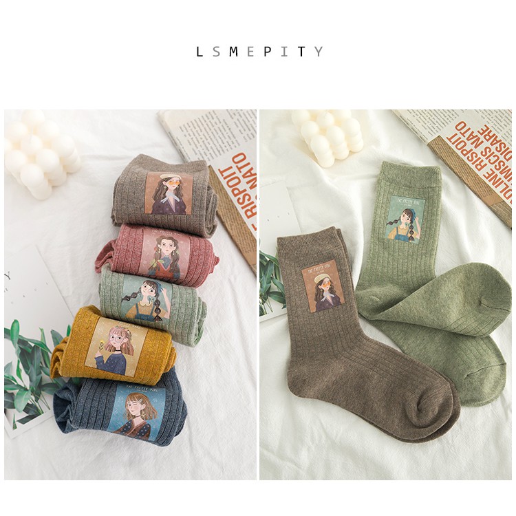 Tất, Vớ Nữ In Special Girl cổ cao phong cách ulzzang hàn quốc chất liệu cotton cao cấp chống bai giãn,thoáng khí BT2