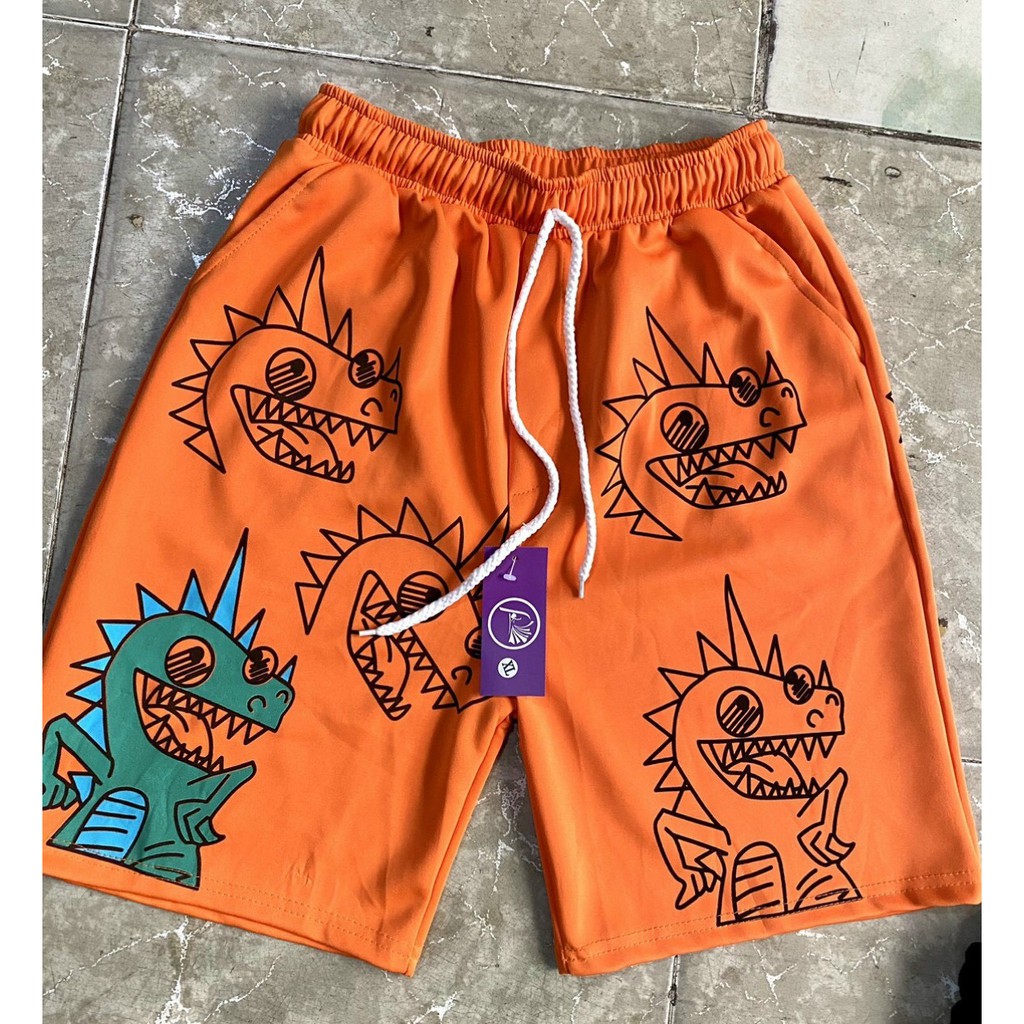Quần short poly in hình khủng long co giãn 4 chiều mềm mịn