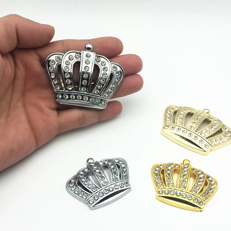 Kiểu Dáng Xe Kim Loại Vương Miện Vàng Quốc Huy Miếng Dán Với Kim Cương Giả Xe Bên Huy Hiệu Decal Dán Phụ Kiện Nhỏ