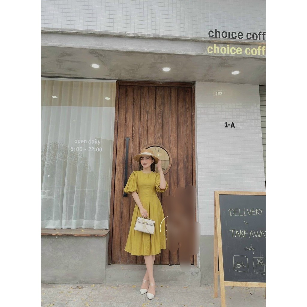 Đầm Xòe Xếp Li Tay Phồng, Đầm Midi Tiểu Thư Tay Bồng Xếp Ly Eo Đơn Giản Sang Trọng | BigBuy360 - bigbuy360.vn