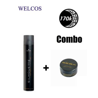 COMBO Sáp vuốt tóc tạo kiểu SEBA  80g + gôm xịt tóc Silhouette 420 ml  giá rẻ CB16