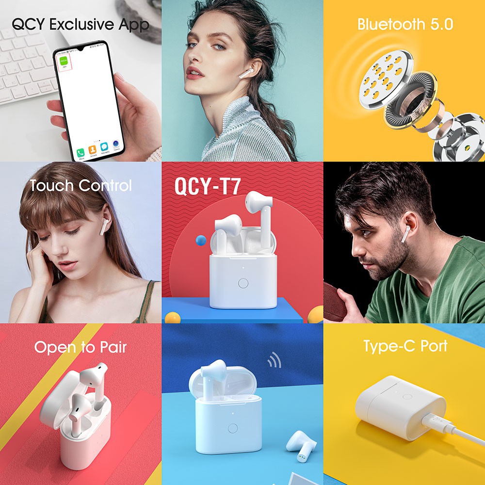 Original Xiaomi Qcy T7 Tai nghe nhét tai kết nối bluetooth 5.0 cho âm thanh sống động chất lượng cao