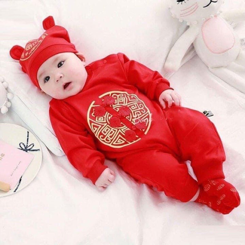 Body đỏ Tết chất cotton cho bé trai bé gái miền nam mặc tết