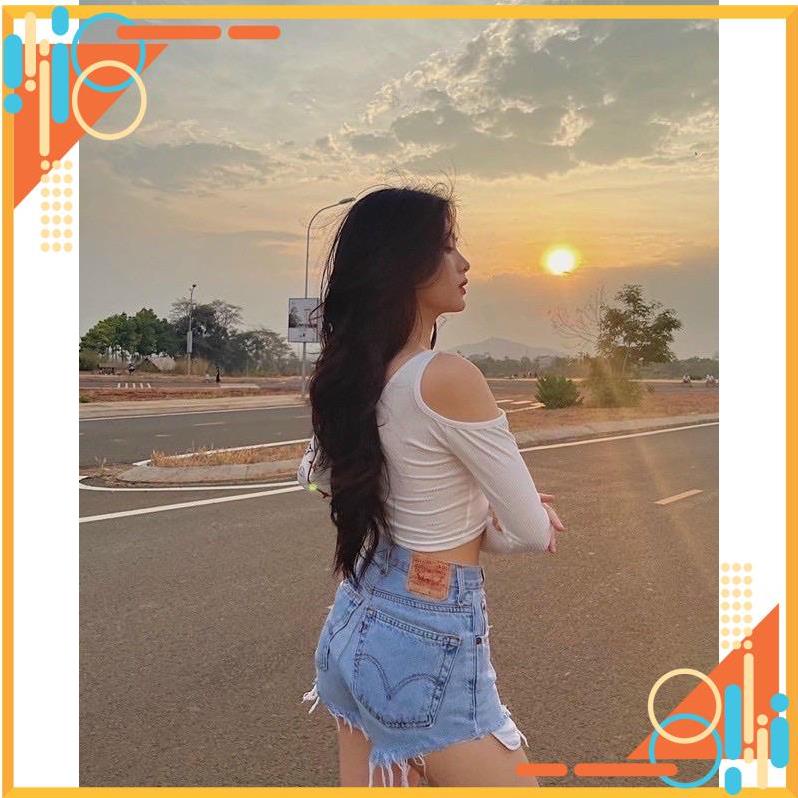 [Thế Giới Coptop] Áo Croptop Lệch Vai Tay Dài Sexy VKV [Hàng Đẹp]
