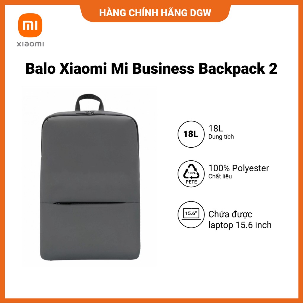 Hàng chính hãng Digiworld | BALO XIAOMI MI BUSINESS BACKPACK 2 | Chống thấm cực tốt