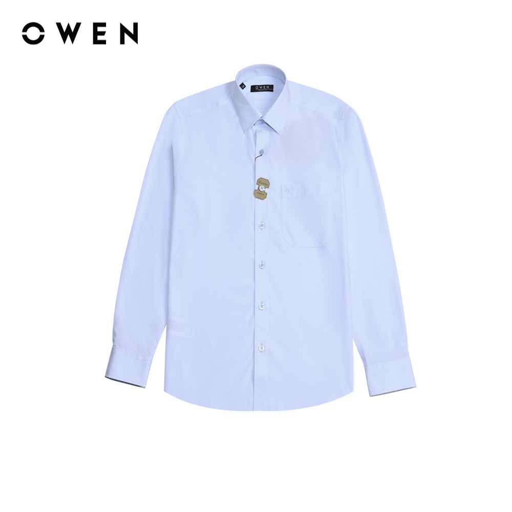 OWEN - Áo sơ mi dài tay Regular Fit màu Xanh nhạt Bamboo - AR221061DT