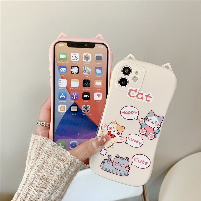 Ốp điện thoại tpu kiểu dáng tai mèo sáng tạo cho iPhone 12 11 Pro Max X Xs Max Xr 8 7 Plus
 | BigBuy360 - bigbuy360.vn
