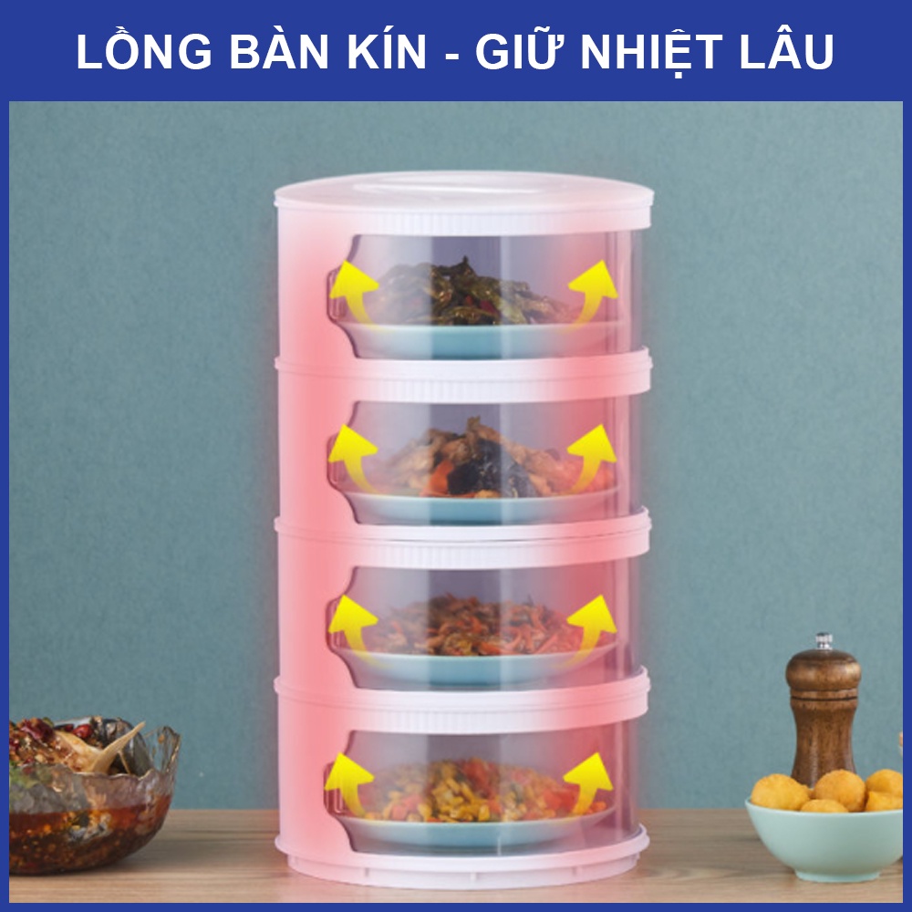 Lồng bàn 5 tầng giữ nhiệt thông minh chất liệu nhựa cao cấp, Lồng bàn nhiều tầng bảo quản thực phẩm chống côn trùng